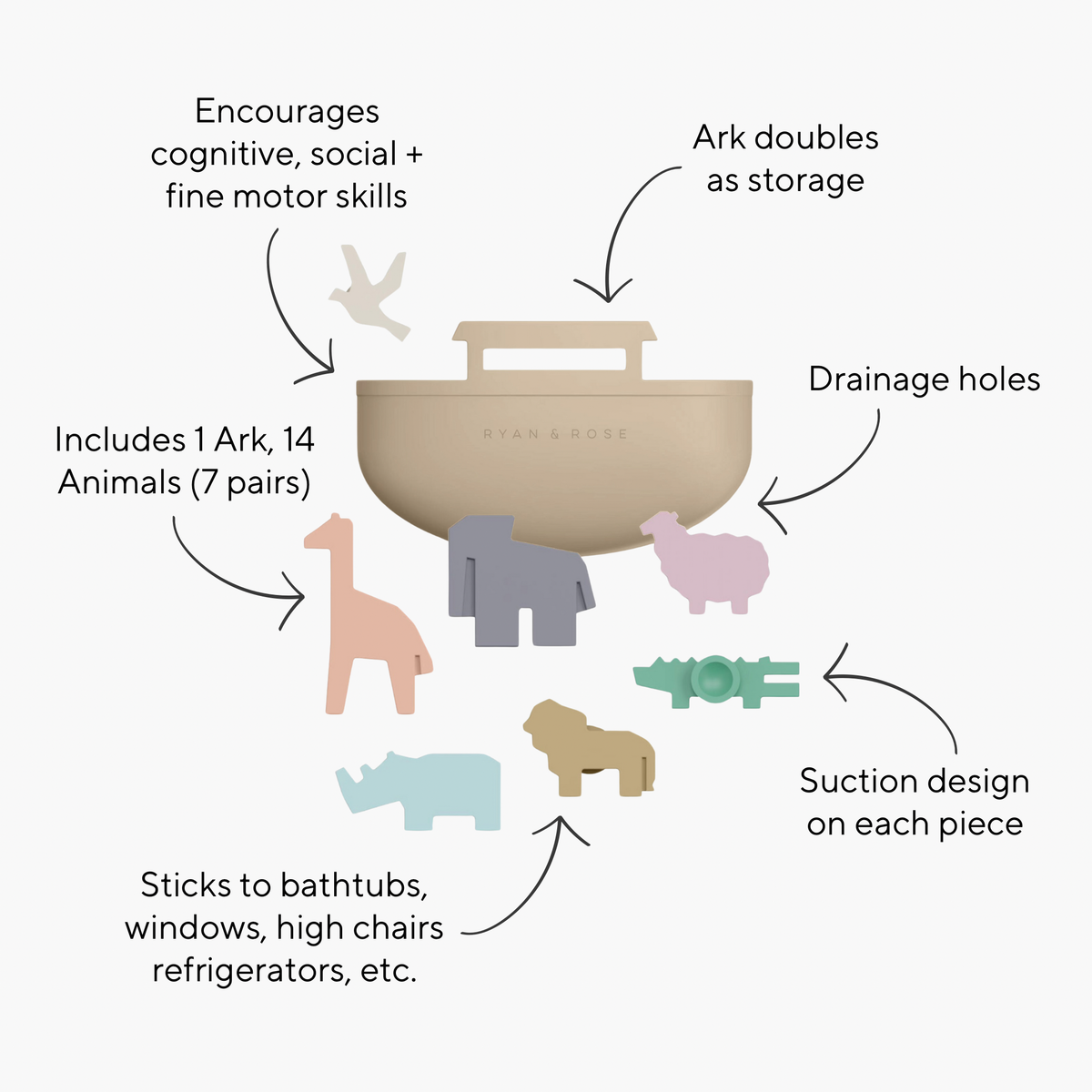 Ryan & Rose - Noah’s Ark Suction Toy
