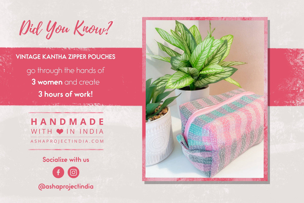Asha Project - Vintage Kantha Zipper Box Pouch