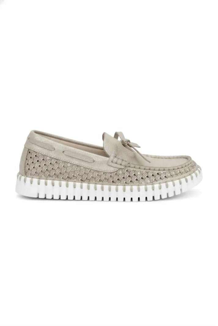 Tulip Slip on Boat Shoe - Silver White