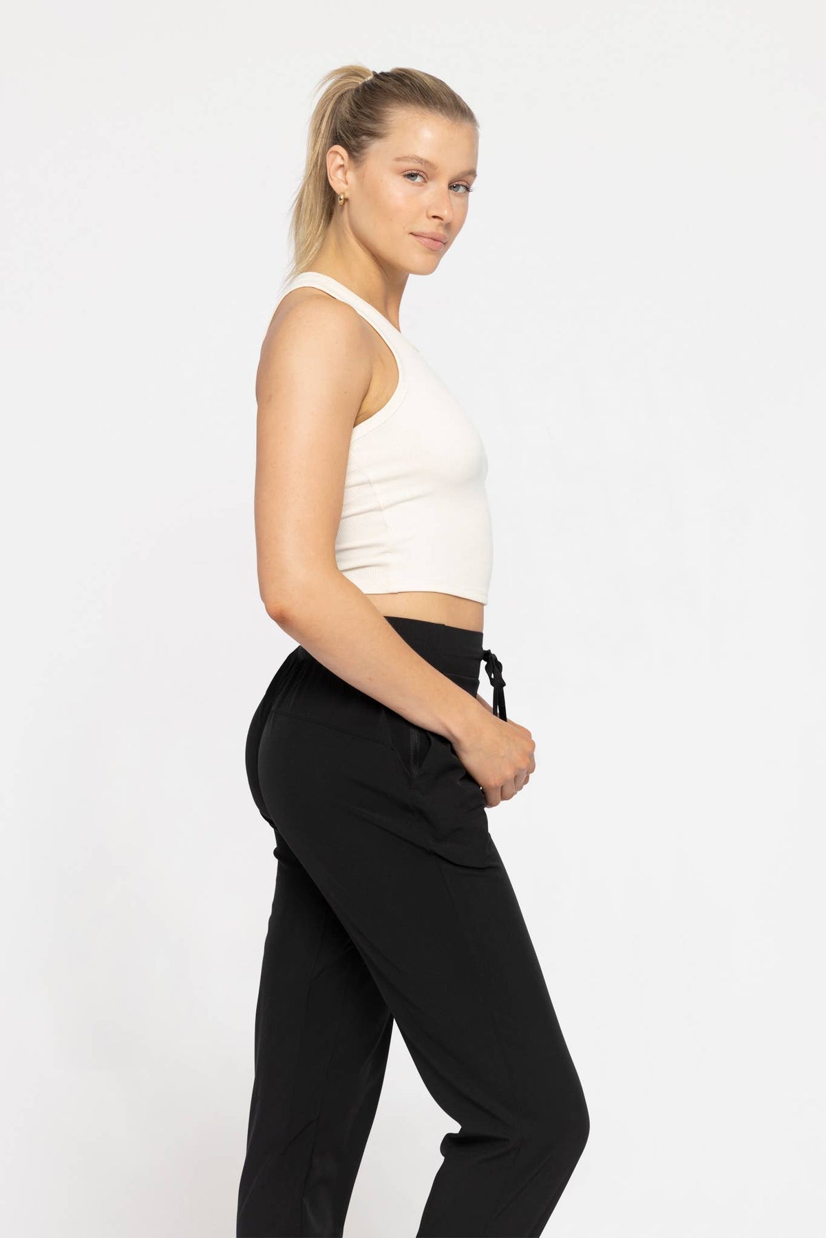 Essential Micro-Ribbed Racer Athleisure Tank Top