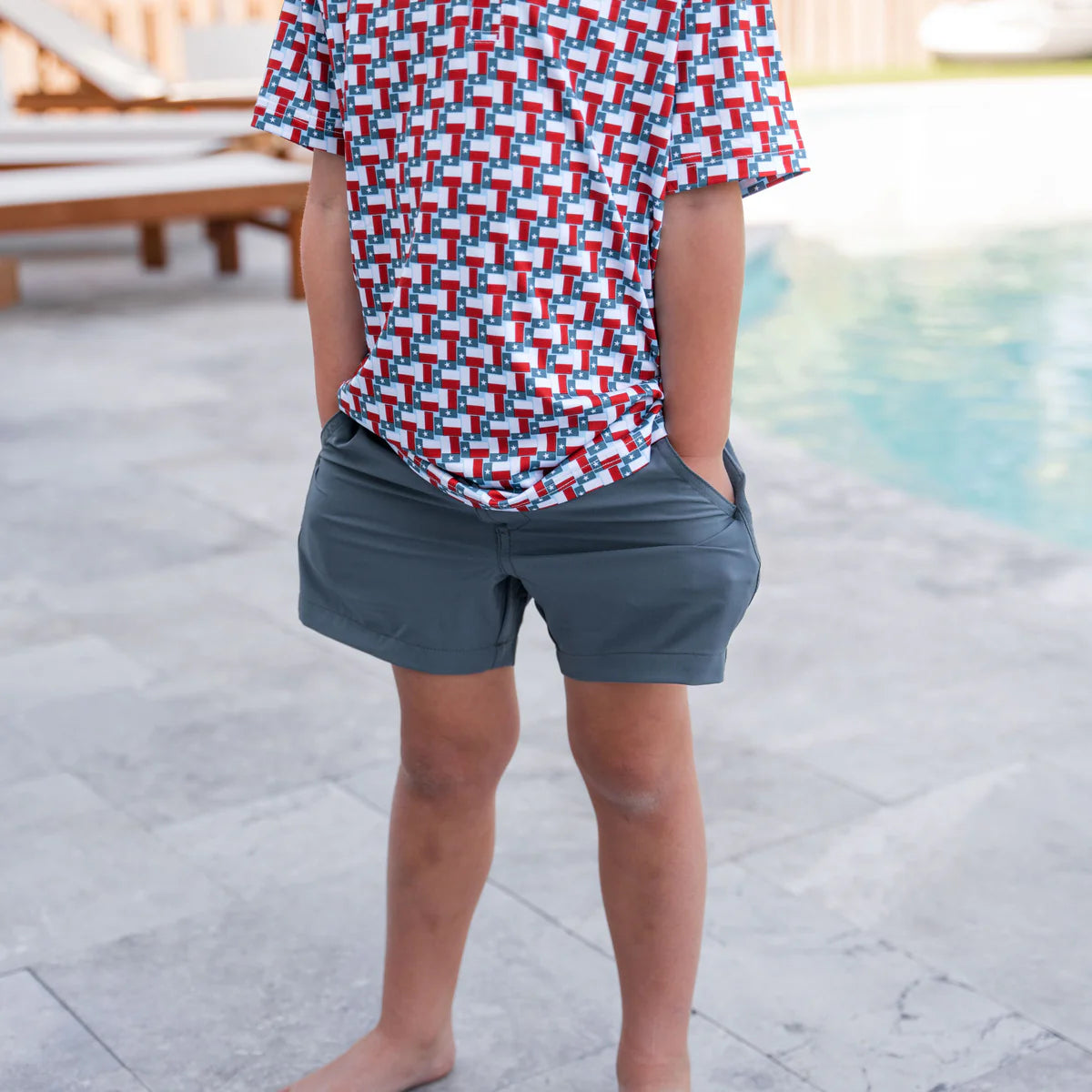 Youth Everyday Short - River Rock Grey - Classic Deer Camo Pocket