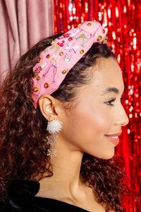 Pink Embroidered Champagne Party Headband
