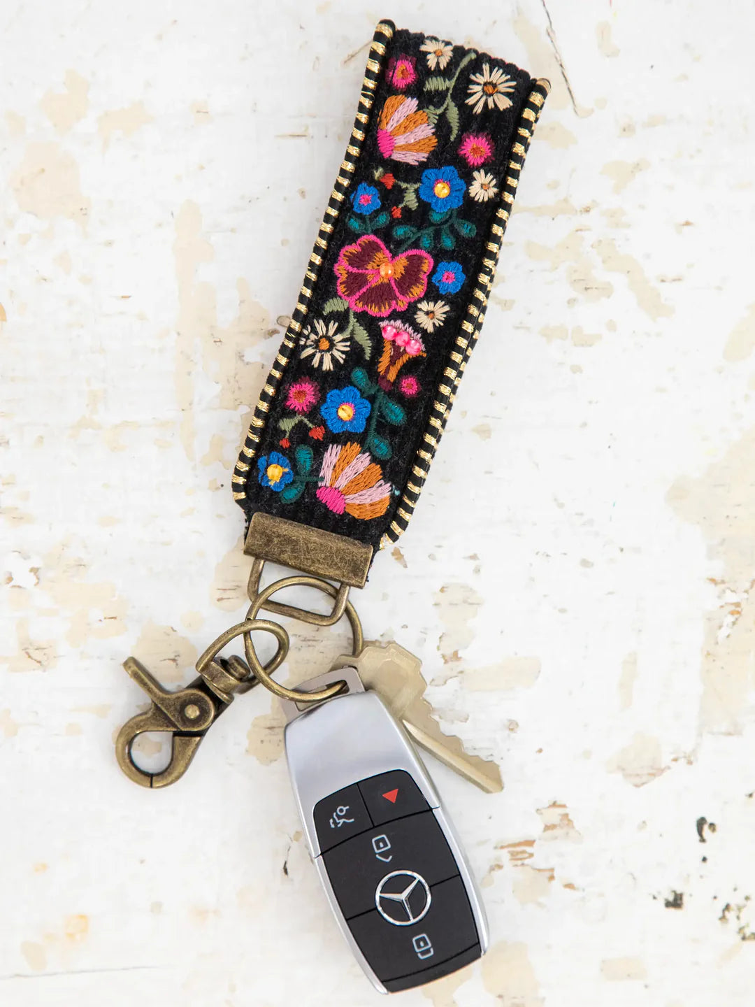 Embroidered Key Fob - Black Folk