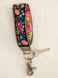 Embroidered Key Fob - Black Folk