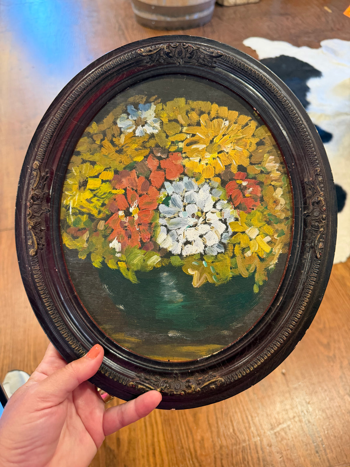 Framed Floral Oil Painting