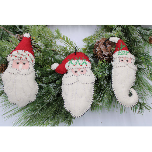 Quilted Felt Santa Face Ornament - Assorted