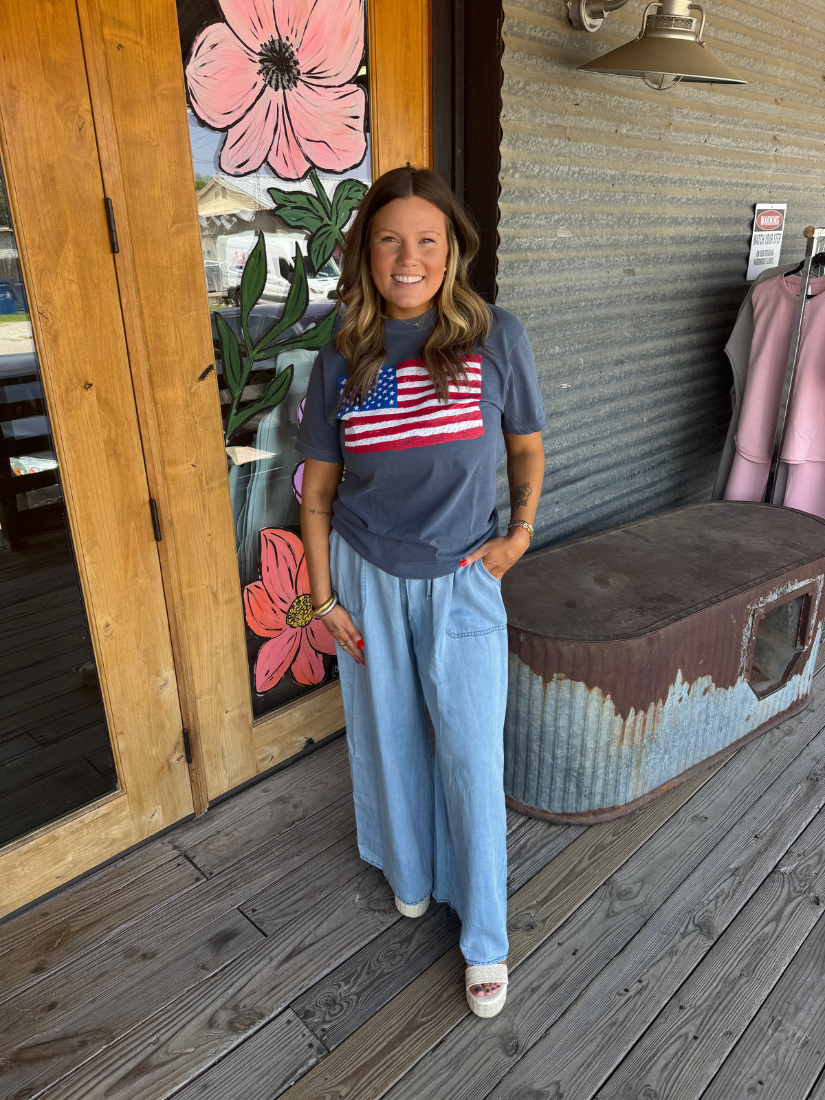 Denim Flag Box Tee
