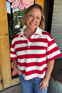 Striped Oversized Polo Shirt