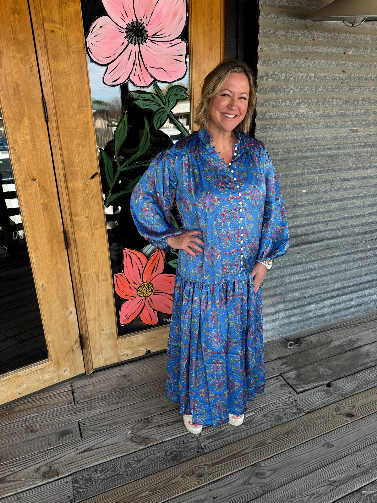 Floral Satin Maxi Dress Floral Satin Maxi Dress
