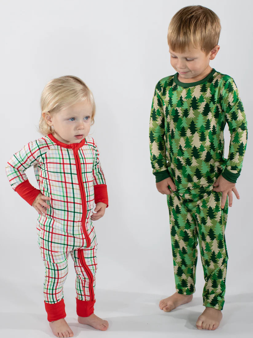 Goosies Zip PJ - Festive Plaid