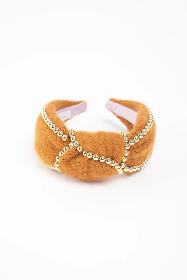 Jayne Beaded Knot Headband - Rust