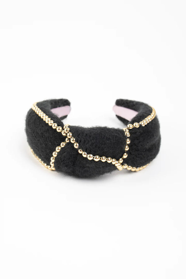 Jayne Beaded Knot Headband - Jet