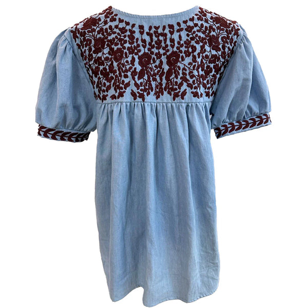 Faded Denim + Maroon Halftime Blouse
