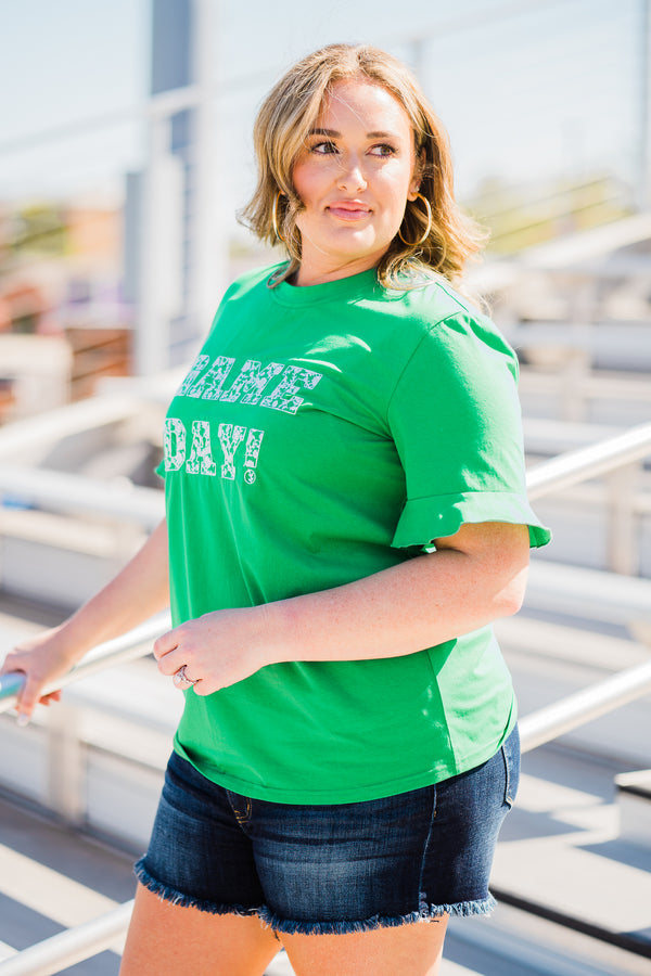 Game Day Spirit Tee - Green/White