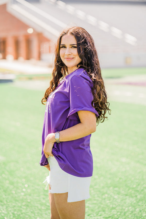 Game Day Spirit Tee - Purple/White