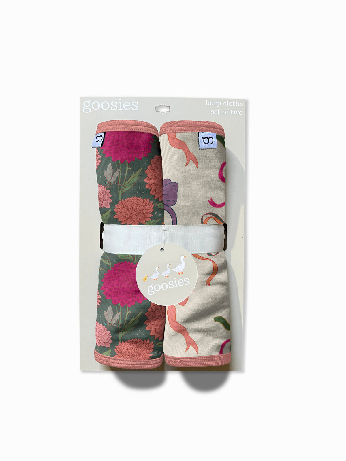 Goosies Burp Cloths (Set of Two) - Dahlias & Bows