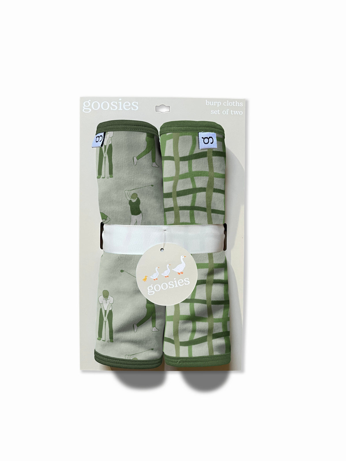 Goosies Burp Cloths (Set of Two) - Golf & Green Wavy Plaid