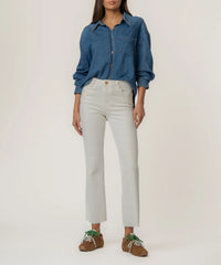Kelsey High Rise Ankle Flare in Ecru