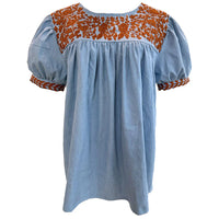 Faded Denim + Burnt Orange Halftime Blouse