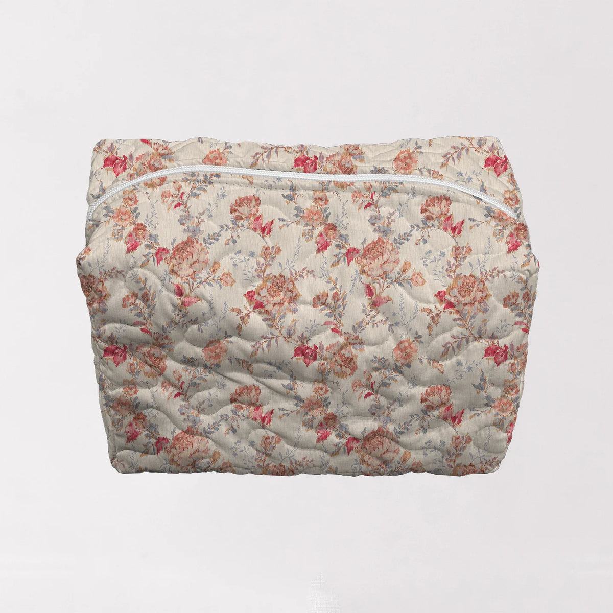 Natalie Floral Large Pink Quilted Makeup Bag
