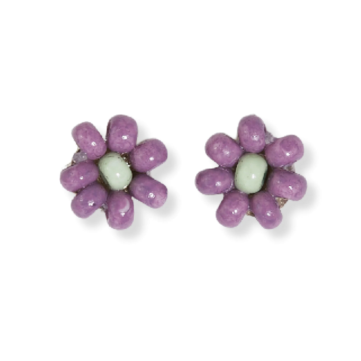 Tina Two Color Beaded Post Earrings Lilac