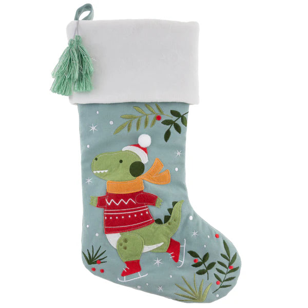 Embroidered Dino Stocking