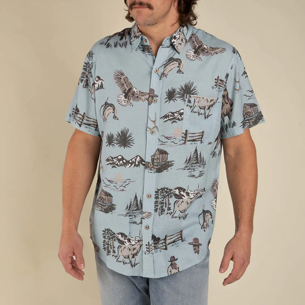 City Slicker Button Up Short Sleeve - Sky Grande