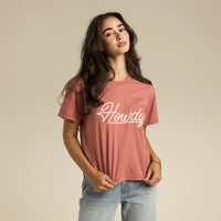 Howdy Dude Women's Crop Tee - Desert Sand