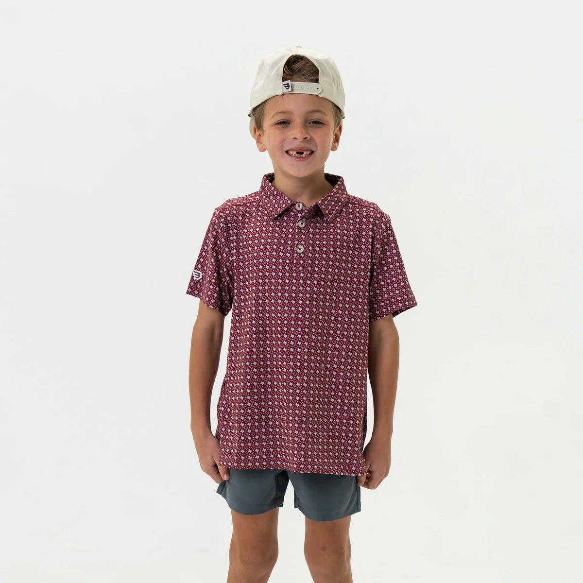 Youth Polo - Maroon & Grey