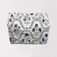 Charlotte in White/Navy Quilted Makeup Bag