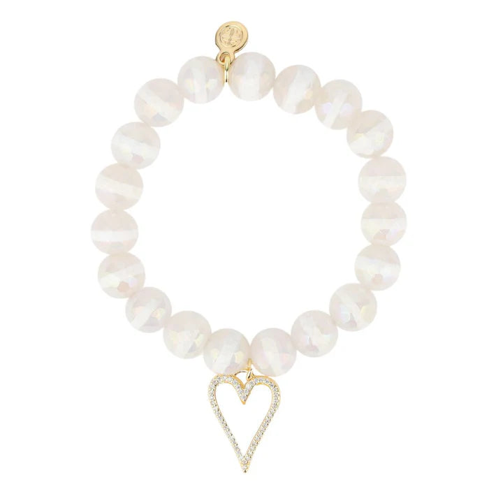 BuDhaGirl® White Capiz Heart Bracelet