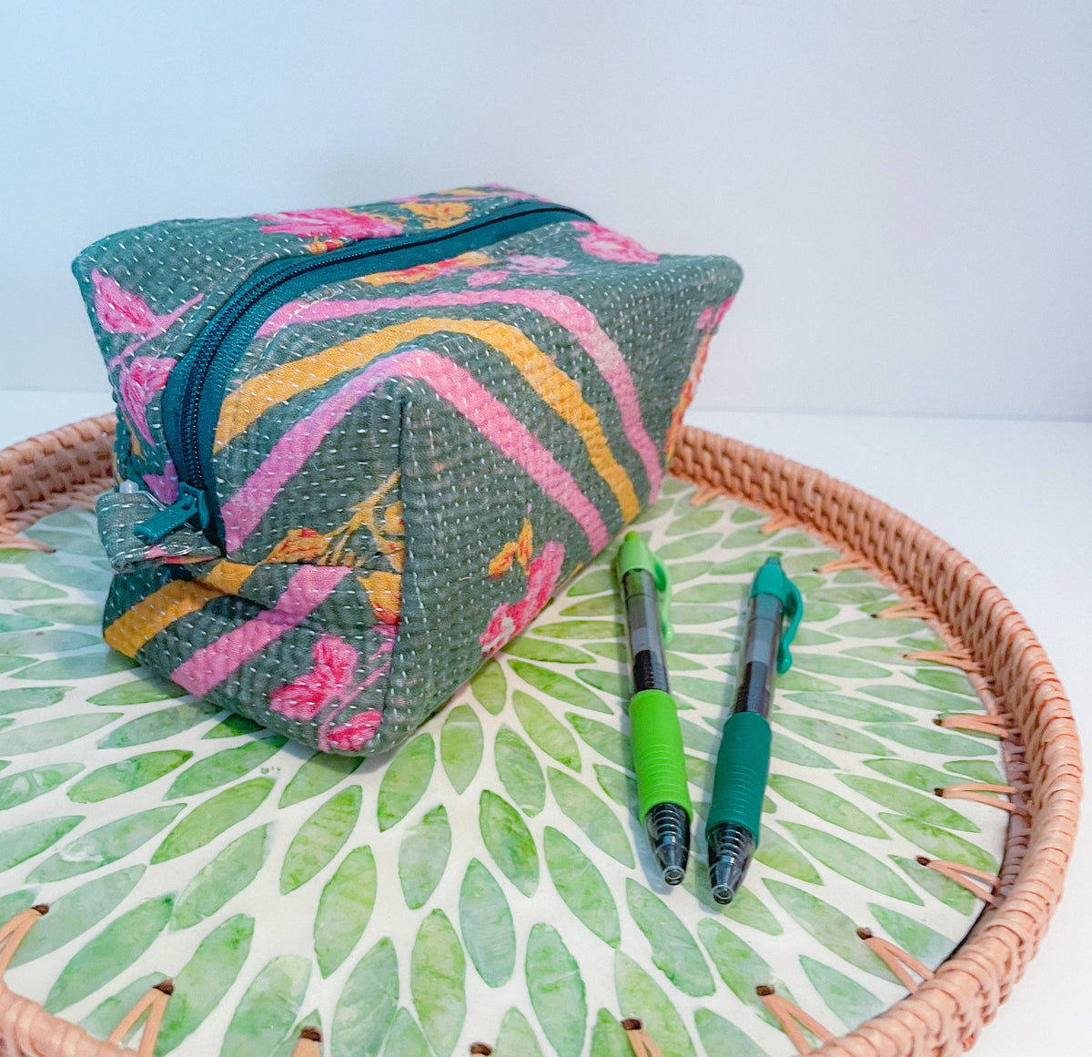 Asha Project - Vintage Kantha Zipper Box Pouch