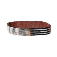 Alex Color Block Striped Beaded Stretch Bracelet Rust