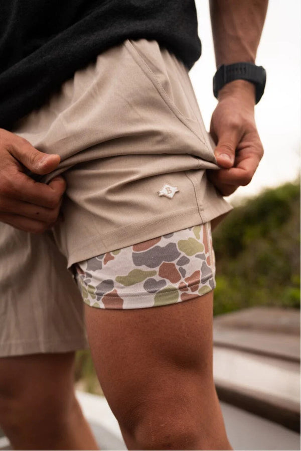 Athletic Shorts - Heather Khaki - Driftwood Camo Liner