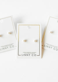 Screwback Stud Earrings - Payton Pearl White 5mm