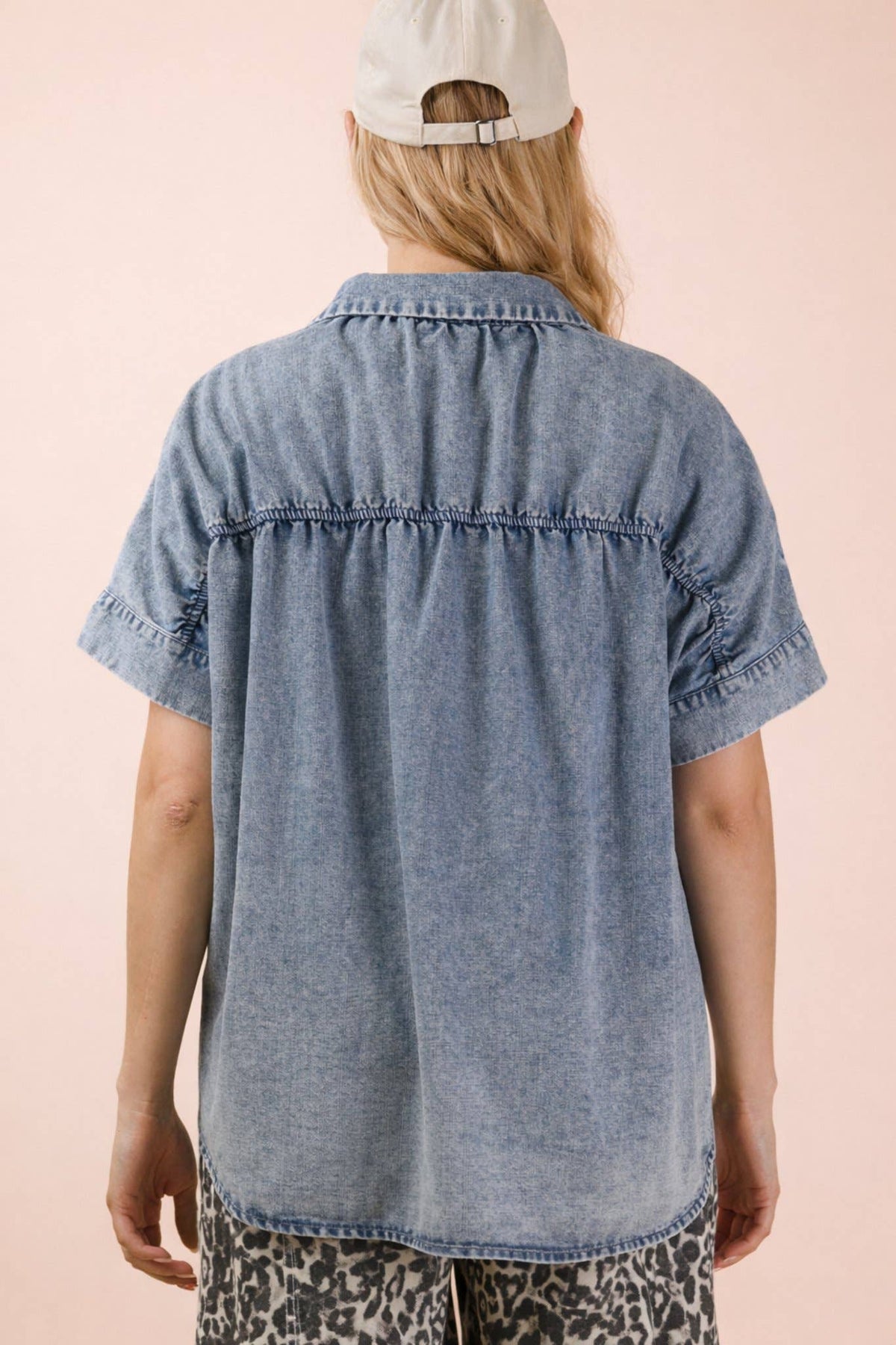 Chambray Oversized Shirt Top