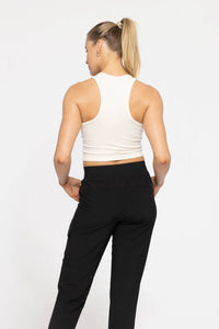 Essential Micro-Ribbed Racer Athleisure Tank Top