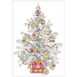 White Ornament Tree Bagged Towel