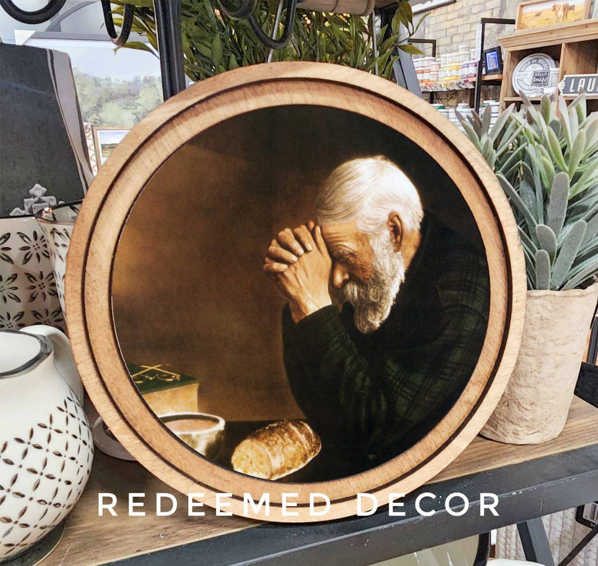 Round Praying Man Art