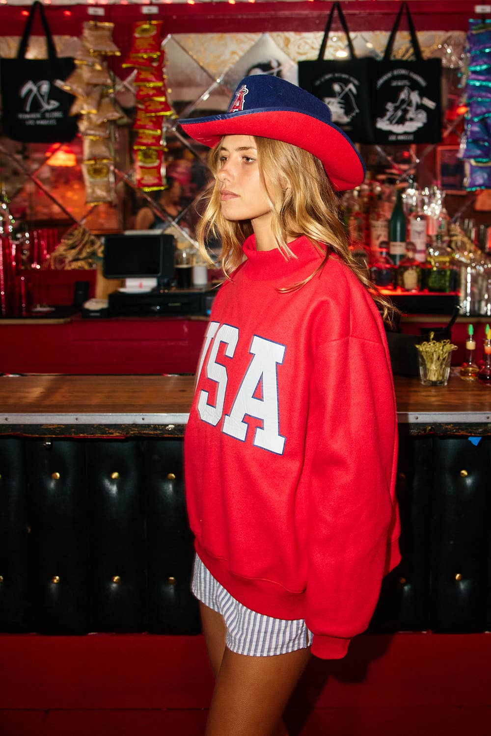 'USA & FLAG' Reversible Mock Neck Sweatshirt