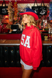 'USA & FLAG' Reversible Mock Neck Sweatshirt