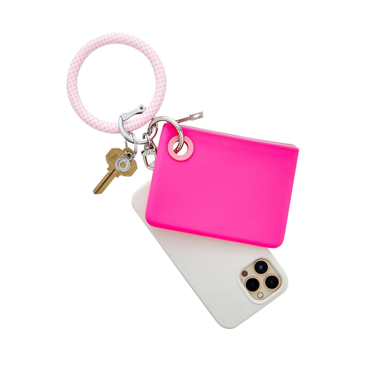 Silicone Big O® Key Ring - Gingham Tickled Pink