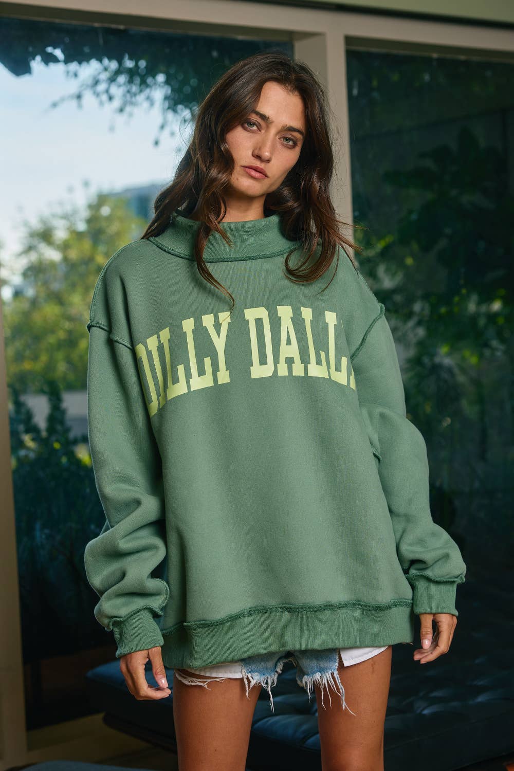 'DILLY DALLY' Mockneck Sweatshirt