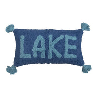 Punch Hook Lumbar "Lake" Pillow, with Tassels