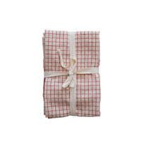 Woven Cotton Tea Towels w/ Grid Pattern/Stripes