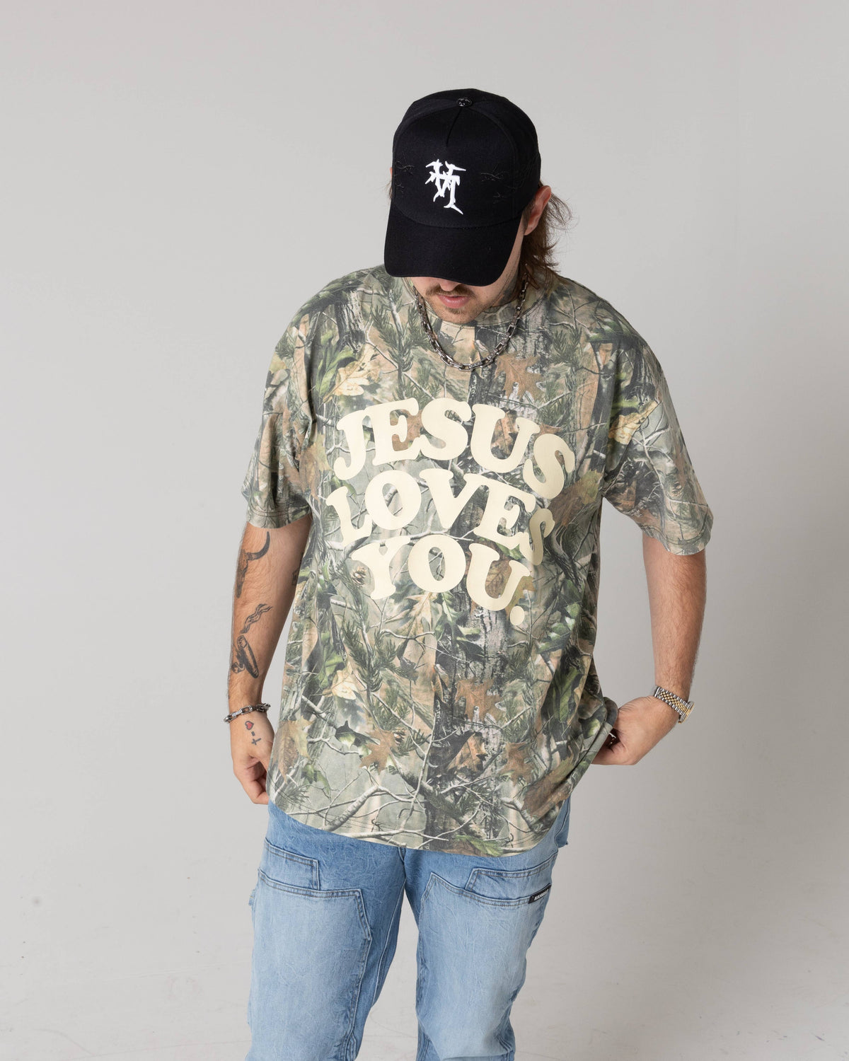 Jesus Loves You - Heavyweight Camo Tee