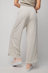 So Comfy Mineral Washed Terry Knit Pants - Ecru