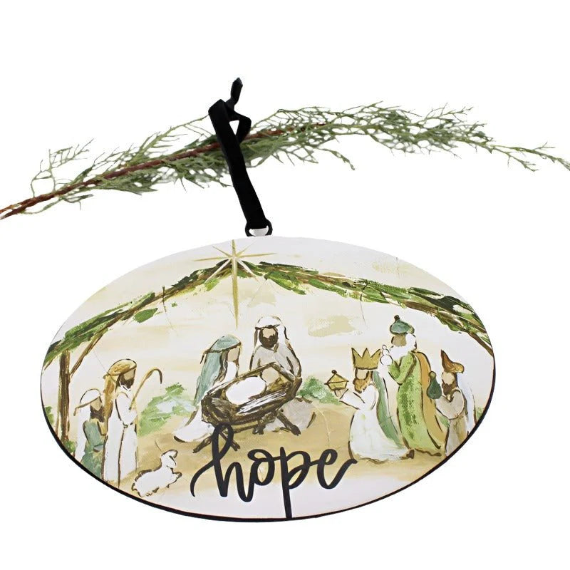 Nativity Metal Disc Ornament