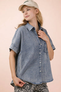 Chambray Oversized Shirt Top