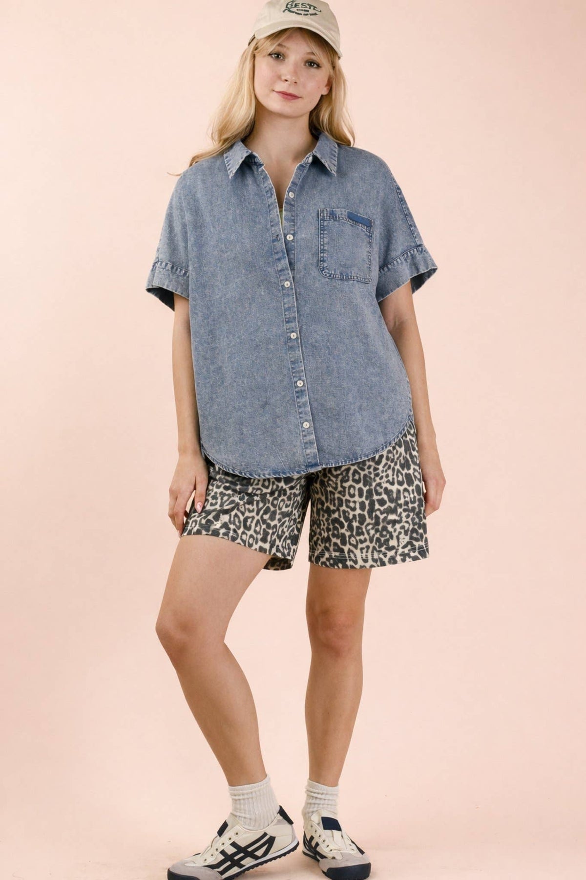Chambray Oversized Shirt Top